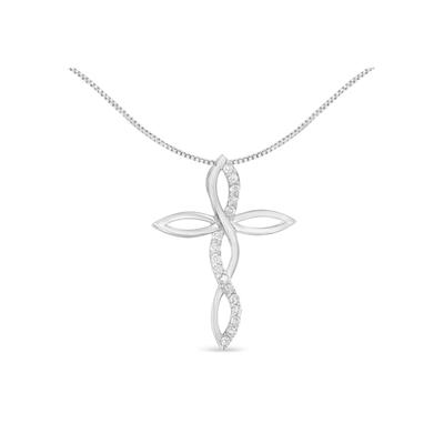 Women's Silver 1/4 Cttw Diamond Cross Pendant Necklace by Haus of Brilliance in Silver