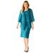 Plus Size Women's Sparkling Lace Jacket Dress by Catherines in Deep Teal (Size 20 WP)