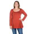 Poised Long Sleeve Swing Plus Size Tunic Top