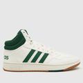 adidas hoops 3.0 mid trainers in white & green