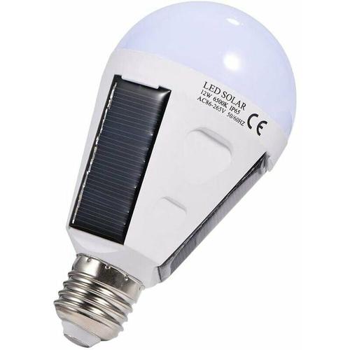 LED-Solar-Glühbirne, E27 IP 65, tragbare Notfall-LED-Glühbirne mit Haken (12 W)