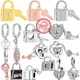 925 Sterling Silver Forever Love Padlock Key Series Heart Pendant Shiny Beads Fit Original Pandora