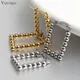VQYSKO Geometric Steel Beads Hoops Earrings Waterproof Gold Color Ball Hoops Beaded Earrings Gift