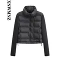 XNWMNZ 2023 Women Fashion Patch Padded Jacket Woman Waterproof High Neck Long Sleeve Adjustable