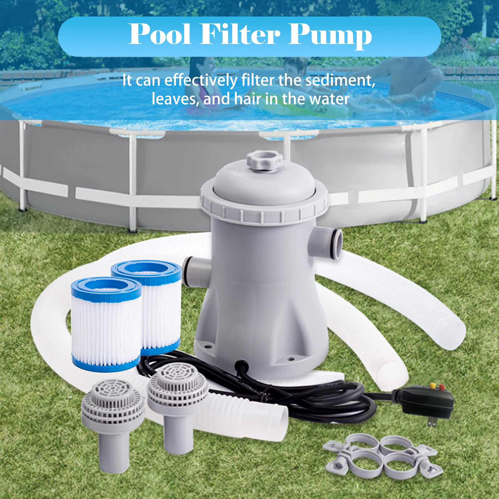 Pool filter pumpe 330 gph Plans ch becken elektrische Wasserpumpe mit 2 Pool filter patronen Pool pumpen oberirdisch kleiner Pool filter Image