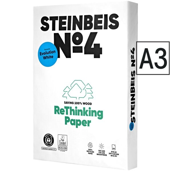 Steinbeis Druck- und Kopierpapier »No4-ReThinking Paper« Recycling DIN A3 weiß Image