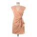 Forever 21 Casual Dress - Wrap: Tan Solid Dresses - Women's Size Medium