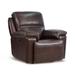 Brown Top Grain Leather Power Recliner, Glider Recliner Chair with Adjustable Headrest and USB Charging, Premium Craftsmanship