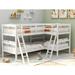 White Stylish L-Shaped Bunk Bed with Full-Length Guardrail, Maximize Space, for Family, Sleepovers, and Guests, Twin size