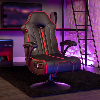 Torque Bluetooth Audio Pedestal Gaming Chair with Subwoofer, Black/Red