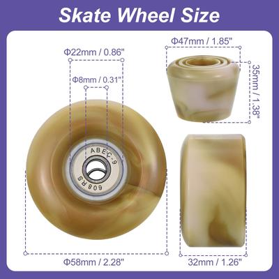 Roller Skate Wheels Set, 58x32mm Skate Wheels Bearings, Skate Brakes