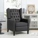 Black Pu Comfortable Manual Wing Recliner