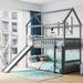 Gray Twin Over Twin Bunk Bed with Slide, Playhouse Design, Maximized Space Saving, Solid Pine Legs and Safe Construction