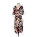 Rachel Roy Casual Dress - Wrap: Tan Floral Dresses - Women's Size 2