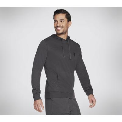 Skechers Men's GO KNIT Pique Pullover Hoodie | Size Large | Charcoal | Cotton/Polyester