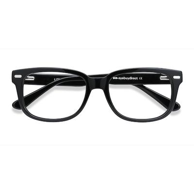 Unisex s rectangle Black Acetate Prescription eyeglasses - Eyebuydirect s Little John