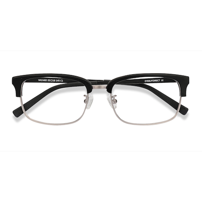 Unisex s browline Black Acetate, Metal Prescription eyeglasses - Eyebuydirect s Wizard