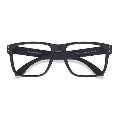 Male s rectangle Satin Black Plastic Prescription eyeglasses - Eyebuydirect s Oakley Holbrook Rx