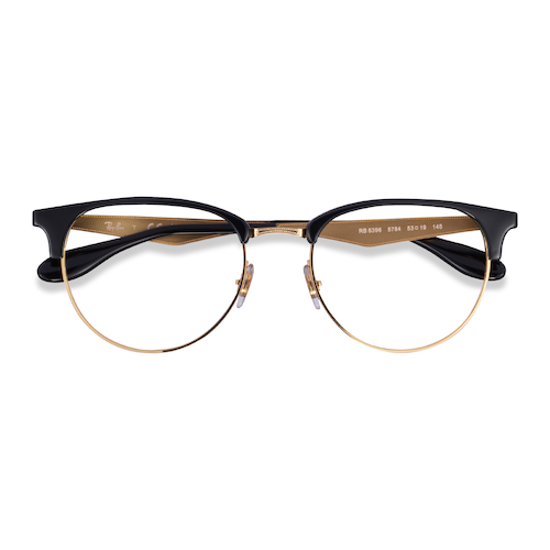 Unisex s browline Black Gold Acetate,Metal Prescription eyeglasses - Eyebuydirect s Ray-Ban RB6396