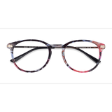 Female s round Blue Floral Plastic, Metal Prescription eyeglasses - Eyebuydirect s Muse