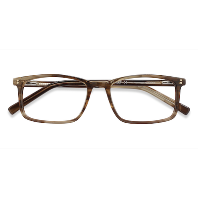 Unisex s rectangle Brown Striped Acetate Prescription eyeglasses - Eyebuydirect s Crane