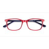 Unisex s rectangle Red & Navy Acetate Prescription eyeglasses - Eyebuydirect s July