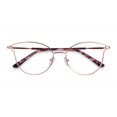 Female s horn Rose Gold Metal Prescription eyeglas...