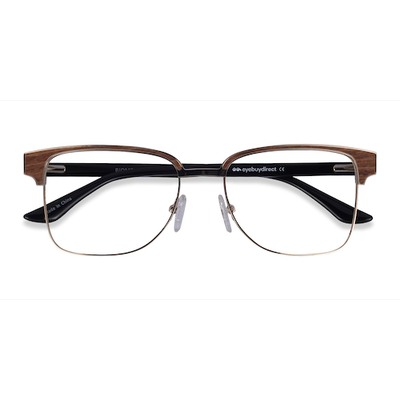Unisex s browline Gold, Black & Light Wood Acetate,Metal Prescription eyeglasses - Eyebuydirect s Biome