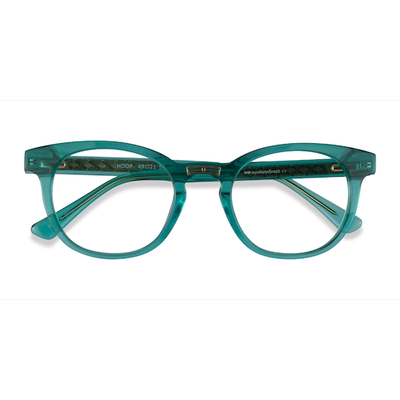 Female s oval Emerald Green Gold Acetate Prescription eyeglasses - Eyebuydirect s Hoop