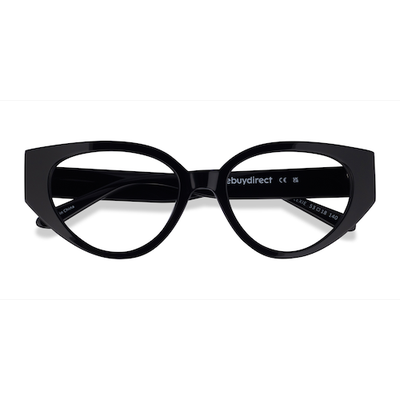 Female s horn Shiny Black Acetate Prescription eyeglasses - Eyebuydirect s Lexie