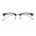 Unisex s browline Black Silver Acetate, Metal Prescription eyeglasses - Eyebuydirect s Relive