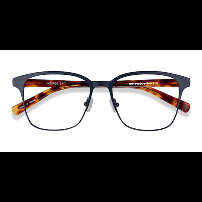 Unisex s square Navy Blue & Tortoise Acetate, Metal Prescription eyeglasses - Eyebuydirect s Intense