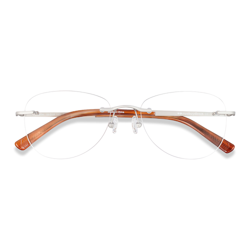 Unisex s oval Silver Titanium Prescription eyeglasses - Eyebuydirect s Smooth