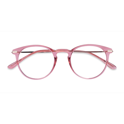 Female s round Clear Pink & Rose Gold Plastic, Metal Prescription eyeglasses - Eyebuydirect s Particle