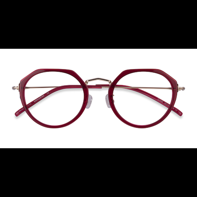 Female s geometric Raspberry Gold Acetate,Metal Prescription eyeglasses - Eyebuydirect s Claire