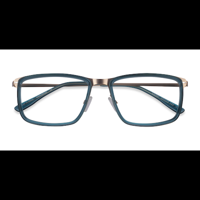 Male s rectangle Teal Gold Acetate,Metal Prescription eyeglasses - Eyebuydirect s Kairo