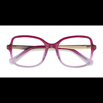 Female s square Clear Pink Acetate,Metal Prescription eyeglasses - Eyebuydirect s Clematis