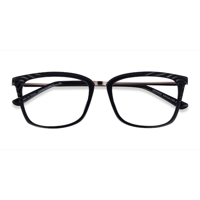 Unisex s rectangle Black Gold Acetate,Metal Prescription eyeglasses - Eyebuydirect s Grande