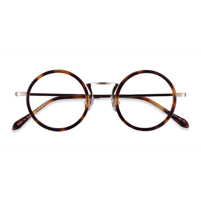 Unisex s round Tortoise Gold Acetate,Metal Prescription eyeglasses - Eyebuydirect s Nagoya