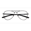 Unisex s aviator Shiny Black Metal Prescription eyeglasses - Eyebuydirect s Zest