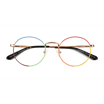 Unisex s round Shiny Gold Rainbow Metal Prescription eyeglasses - Eyebuydirect s Glimmer