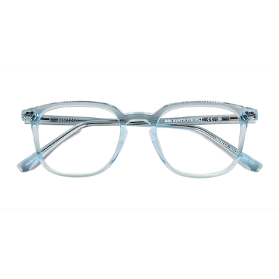Unisex s square Clear Blue Acetate Prescription eyeglasses - Eyebuydirect s Wesley