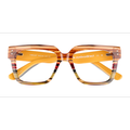 Unisex s square Brown Yellow Striped Acetate Prescription eyeglasses - Eyebuydirect s Vibrant