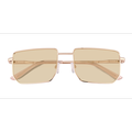 Unisex s rectangle Shiny Gold Metal Prescription sunglasses - Eyebuydirect s Remix