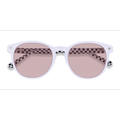 Unisex s round Solid White Acetate Prescription sunglasses - Eyebuydirect s Stucco