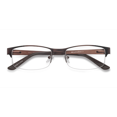 Unisex s rectangle Coffee Metal Prescription eyeglasses - Eyebuydirect s Mark