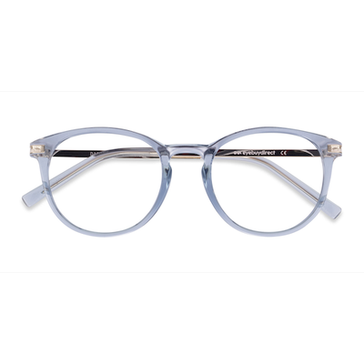 Female s round Clear Blue Plastic, Metal Prescription eyeglasses - Eyebuydirect s Daphne