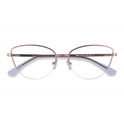 Female s horn Rose Gold Metal Prescription eyeglas...