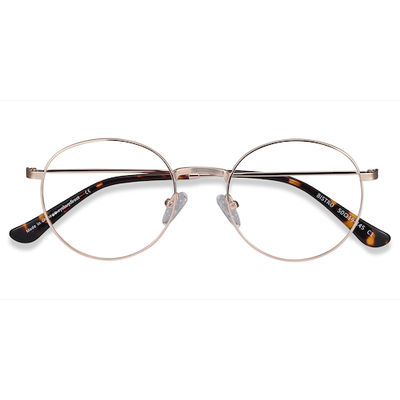 Unisex s round Golden Metal Prescription eyeglasses - Eyebuydirect s Bistro