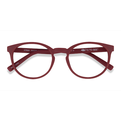 Female s round Crimson Plastic Prescription eyeglasses - Eyebuydirect s Citrus